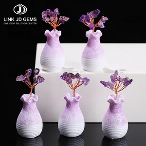 JD GEMS Raw Stones Mineral Ornaments Home Decoration Desk Ornaments Natural Amethyst Gravel Money Tree Crafts