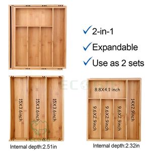 Porte-couverts extensible multifonctionnel en bambou écologique pour l'organisation de la vaisselle et des ustensiles de table à la maison - Product Image 3