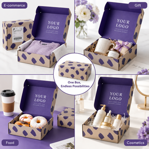 Cajas de Cartón Corrugado Personalizadas en Beige y Morado Premium con Forro Interior Personalizado para Empaque de Boutique - Product Image 3