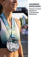 Médaille de finisseur de course à pied en alliage de zinc personnalisée, en relief 3D, argent antique, médaille de récompense sportive pour marathon et cross-country