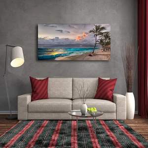 Moderno <span class=keywords><strong>azul</strong></span> océano y árbol verde lienzo pared arte playa cuadros para sala <span class=keywords><strong>de</strong></span> estar y baño decoración paisaje marino póster pintura - Product Image 6