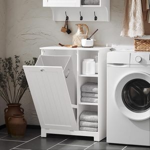 Combohome <span class=keywords><strong>Cesta</strong></span> de lavandería de bambú Gabinete de lavandería de <span class=keywords><strong>baño</strong></span> <span class=keywords><strong>con</strong></span> cesto inclinable - Product Image 1