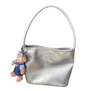 Women's <b>Silver</b> Blue Casual Tote <b>Handbag</b> With Embroidery Magnetic Buckle Spring 2024 Fashion Trend Everyday Use - Product Image 5