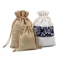 Petits Sacs Cadeaux en Toile de Jute Naturelle à Cordon Coulissant pour Bijoux avec Logo Personnalisé