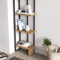 Estantería Vintage de 5 capas para libros, estantería de madera, portátil, metálica