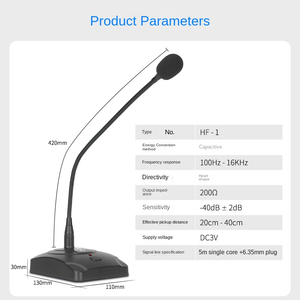 Micrófono de Conferencia HF-1 Tipo Cuello de Cisne, Micrófono de Condensador con Cable para <span class=keywords><strong>Escritorio</strong></span>, para Enseñanza, Transmisión y Presentadores - Product Image 2