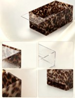 صندوق تخزين ماهجونغ أكريليك 290*136*80 مم للاعبين اثنين، حافظة عرض محمولة بتصميم صدفة السلحفاة، تخزين منزلي عصري، تصنيع حسب الطلب (OEM/ODM) مباشرة من المصنع