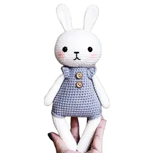 Hot Sale Rabbit Long Ear Plus Amigurumi Crochet Toys Cute Knitted Toy Handmade DIY Material Kit For Kids and Girls