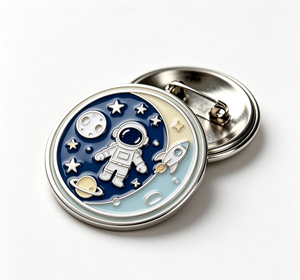 Épinglette en métal émaillé personnalisée sur le thème des missions spatiales, badge rond fusée et astronaute, pour cadeau, souvenir, accessoire de mode - Product Image 2
