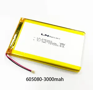 Ln Polymer lithium battery 3.7v high capacity 605080 3000mah sufficient capacity