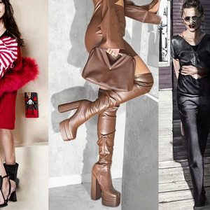 Dropshipping Logo personnalisé Bottes longues sexy pour femmes Bottes à plateforme à talons hauts respirantes confortables en caoutchouc Hiver été - Product Image 3