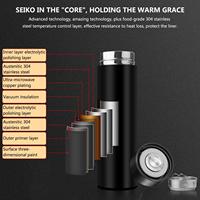 Botella de agua inteligente portátil para coche de 18oz, diseño de pantalla táctil LED Digital, termo clásico para viaje, café, té