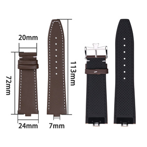 Quick Release Leather Strap 24x7mm Replacement for <strong>Vacheron</strong> Constant Overseas 4300 4500V 5500V 7900 - Product Image 2