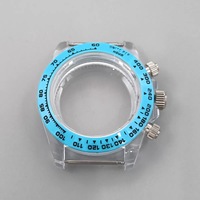Pièce de rechange pour montre, boîtier de montre en caoutchouc avec verre acrylique 39 mm, plusieurs options de style, compatible avec le mouvement à quartz VK63