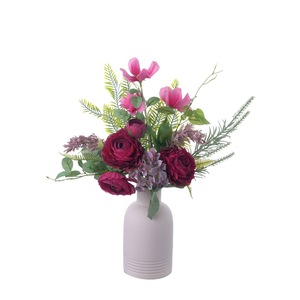 Ramo de Rosas Artificiales Carrying Dreams, Hojas Rosas y Verdes, Decoración para Bodas y Hogar CF01328C - Product Image 5