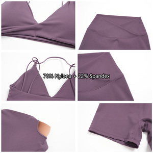 Ensemble de yoga pour femmes à séchage rapide, soutien-gorge de sport à maintien élevé et short de cyclisme taille haute, 2 pièces, pour la gym, la course et l'entraînement - Product Image 5