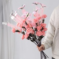 Fleurs artisanales en soie, papillons artificiels, herbe de roseau, décoration forestière, aménagement paysager, plantes artificielles injectées