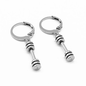Yunnique – boucles d'oreilles à clip en forme d'haltère, bijoux de fitness en acier inoxydable pour hommes et femmes, design géométrique - Product Image 1