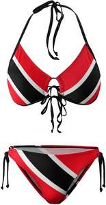 Maillot de bain bikini drapeau de Trinité-et-Tobago personnalisé OEM ODM, deux pièces, pour l'été, avec haut rembourré à nouer et bas triangle - Product Image 5