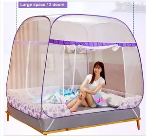 6x7 feet Pop up free installation Quadrate folding nets with Two doors Breathable mosquito net