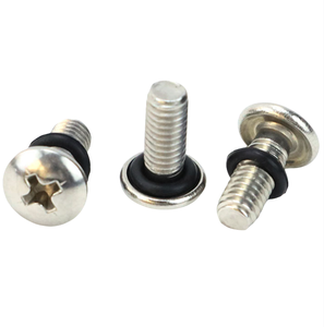 M2 M3 M4 Stainless Steel Self Sealing <b>Screws</b> with O-Rings Pan Phillips Head Metric 10mm Cap Diameter Class 8.8 Zinc Plated - Product Image 2