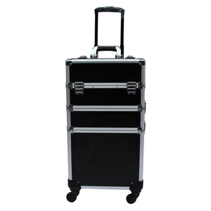 Rolling Aluminum <b>Makeup</b> Case 3 in 1 Cosmetic Trolley Vanity Storage Organizer for Salon Beauty Travel - Product Image 6