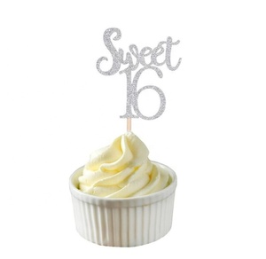 Oro Argento 16th Festa di Compleanno Temi Con Strass Decorazione Anniversario Forniture Decorazione di Una <span class=keywords><strong>Torta</strong></span> Dolce 16 Cake Topper - Product Image 4