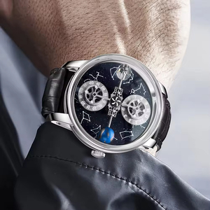 Reloj de Pulsera de Cuero para Hombre, Mecánico, con Diseño de Cuerpos Celestes y Doce Constelaciones, Cristal de Zafiro, Resistente al Agua - Product Image 4