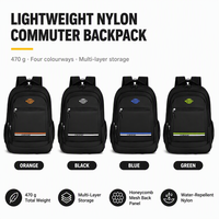 Sac à dos pour ordinateur portable en nylon unisexe 14 pouces léger résistant à l'eau avec fermeture éclair, sac à dos de voyage décontracté avec bretelles à coussin d'air pour affaires