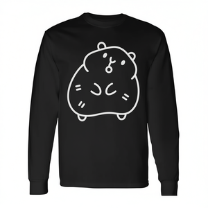 T-shirt minimaliste à manches longues avec motif cochon d'Inde à une ligne - Product Image 2