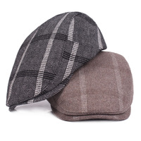 FF3678 hiver Plaid plat béret gavroche chapeau irlandais chasse conduite Cabbie Golf Ivy chapeau hommes Tweed gavroche casquette