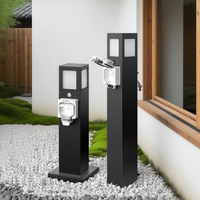 Poteau de parc en acier inoxydable 304 IP66 avec socle combiné eau et alimentation |   Boîtier simple + Robinet anti-gel + Éclairage automatique crépusculaire