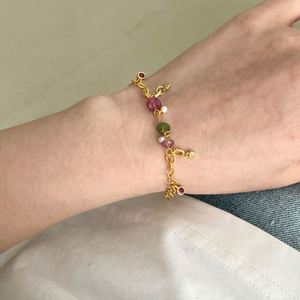 Bracelet à chaîne à maillons personnalisable Dylam Stylish Jewelry Factory, plaqué or 18 carats, argent S925, zircon 5A, tourmaline naturelle - Product Image 3