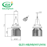 Ampoules de phares LED pour voiture H8/h9/h11/h16 GL51, ampoules de phares LED 9004 9007 pour voiture
