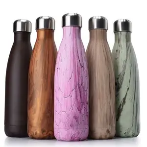 BPA免费木质设计双壁不锈钢水可乐瓶