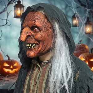 Máscara <span class=keywords><strong>de</strong></span> Látex <span class=keywords><strong>de</strong></span> <span class=keywords><strong>Bruja</strong></span> <span class=keywords><strong>de</strong></span> Piel Marrón Espeluznante con Cabello Blanco para Fiestas <span class=keywords><strong>de</strong></span> Halloween y Representaciones Teatrales - Product Image 3