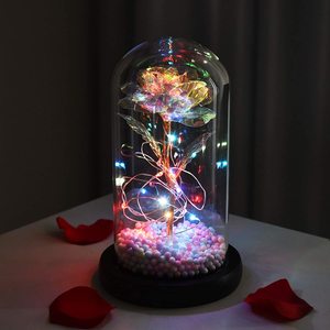 Tube en verre thème amour, Rose éternelle, décoration pour la fête des mères, couvercle en verre, fleur préservée, livraison directe, <span class=keywords><strong>2021</strong></span> - Product Image 4