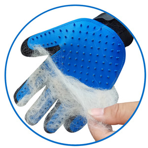 Gants de toilettage pour animaux de compagnie, bleus, main droite, pour le bain et le nettoyage des chats et des chiens - Product Image 1