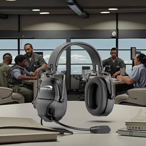 OMFOX-Auriculares tácticos inalámbricos montados en la cabeza con reducción de ruido ANC + mejora de voz ENC completo incluido para sitio de minería OEM - Product Image 5