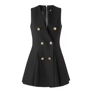 Vestido de Color Sólido de Diseño Nuevo 2025, Ropa Elegante para Oficina, Vestido Plisado para Mujer - Product Image 2