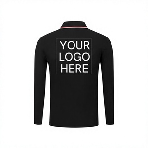 Camisa de Manga Larga Negra para Hombre, con Logotipo Personalizado en la Parte Delantera, Impresión Digital, Tejido de Punto Sólido, Poliéster/Algodón, Estilo Casual Elegante y Transpirable - Product Image 3