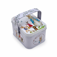 Boîte en métal portable personnalisée avec poignée en forme de lapin de Pâques, idéale pour emballer des bonbons, du chocolat et des cadeaux pour les fêtes et les enfants.