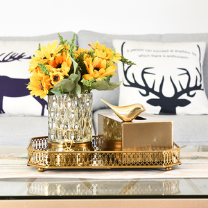 Bandeja Rectangular de Metal Estilo <span class=keywords><strong>Art</strong></span> <span class=keywords><strong>Deco</strong></span> para Decoración del Hogar, Lujosa Bandeja para Perfumes y Cosméticos - Product Image 4