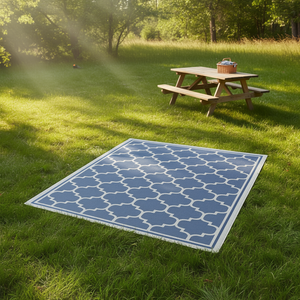 Tappeto per interni/esterni Sunshine Blue 7 piedi 10 pollici. X 10 piedi 3 pollici Design Antiscivolo in Polipropilene Intrecciato - Product Image 2