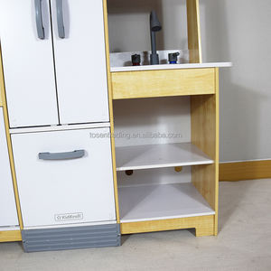 Cuisine en bois pour enfants avec four, brûleurs, accessoires de cuisine, évier et robinet - Couleur naturelle - Product Image 4