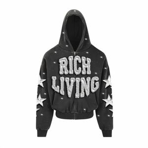 OEM Hip Hop Long Sleeve Hooded Acid Streetwear Casual Oversized Pullover Graphic DGT Printing <b>Hoodies</b> - Product Image 2