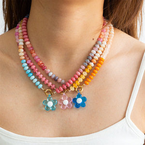 Collier d'été fait main Dopamine, pendentif perlé coloré en acier inoxydable plaqué or, recommandé par les blogueuses - Product Image 2