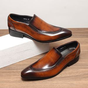 New Mens British Style <b>Pointed</b> Toe Slip-On Comfort Business Formal Genuine Leather Shoes with Breathability - Product Image 6