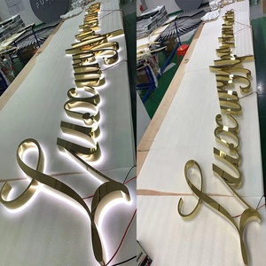 Letreros Comerciales <span class=keywords><strong>de</strong></span> Lujo, Letrero con Logotipo Retroiluminado en 3D con <span class=keywords><strong>Letras</strong></span> <span class=keywords><strong>de</strong></span> Canal <span class=keywords><strong>Doradas</strong></span> Personalizadas, Letreros Exteriores para Edificios - Product Image 2