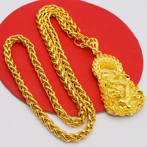 PFT Venta al por mayor de moda unisex, cadena de serpiente de aleación chapada en oro, colgante grande de dragón cuadrado con llama, marca Guanyin Maitreya - Product Image 3